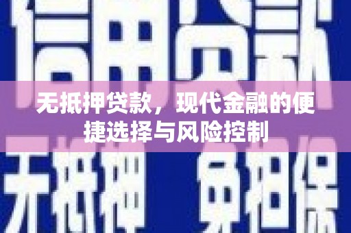 金寨无抵押贷款，现代金融的便捷选择与风险控制