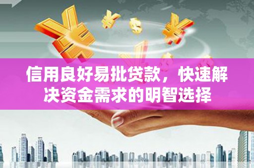 金寨信用良好易批贷款，快速解决资金需求的明智选择
